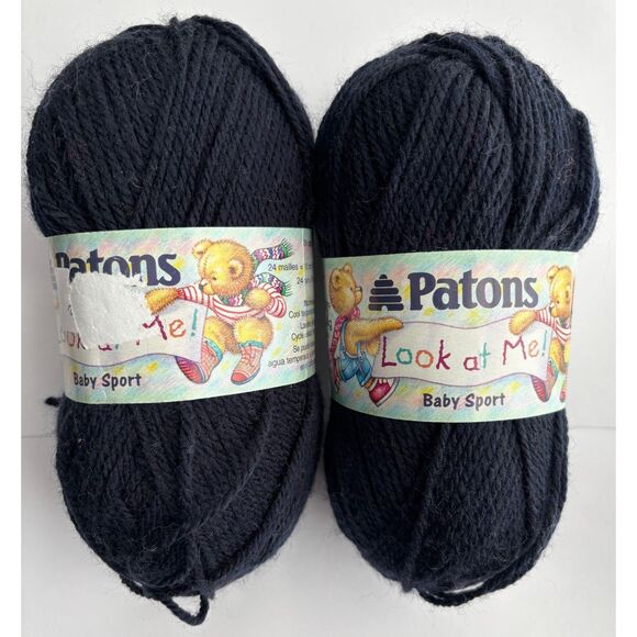 Patons Look at Me! Baby Sport Yarn, Black, 152 yds (Lot of 2) - Picture 1 of 4